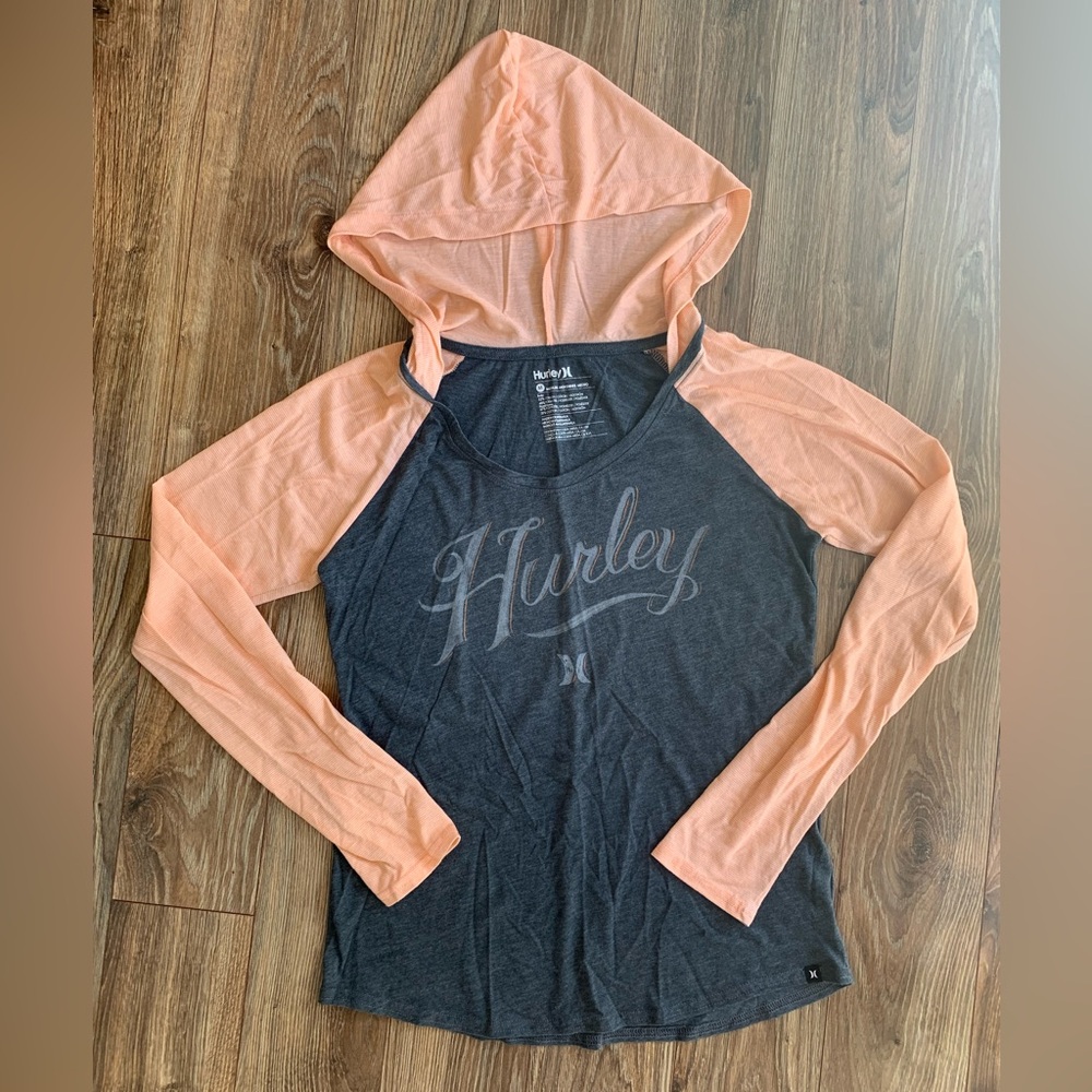 Hurley Charcoal and Peach Hooded Top